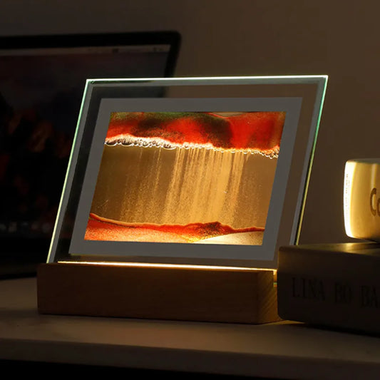 Sand Art Moving Night Lamp Craft Quicksand 3D Landscape Flowing Sand Picture Hourglass Gift Led Table Night Light Home Decor