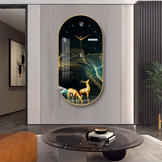 Luxury Crystal Porcelain Wall Clock Large Modern Living Room Household Fashion Decorative Painting Silent Room Decor Clock