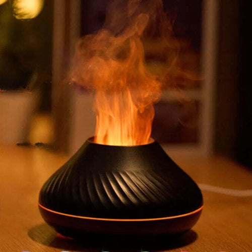 Kinscoter Volcanic Aroma Diffuser Essential Oil Lamp 130ml USB Portable Air Humidifier with Color Flame Night Light